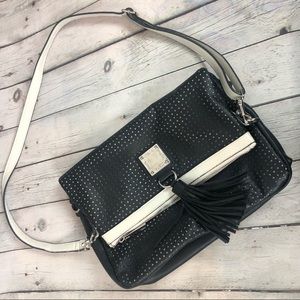 MARK Crossbody Black & White Handbag Hot Pink Interior Adjustable Strap Medium